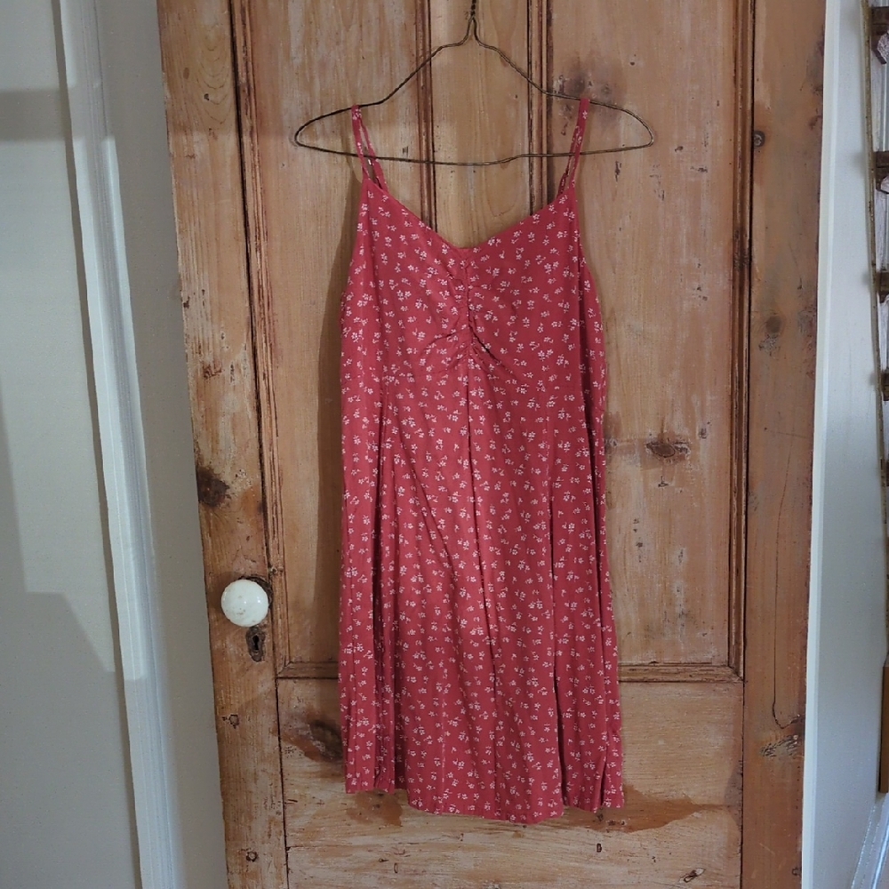GAP Coral-Red Floral Midi Slip Dress